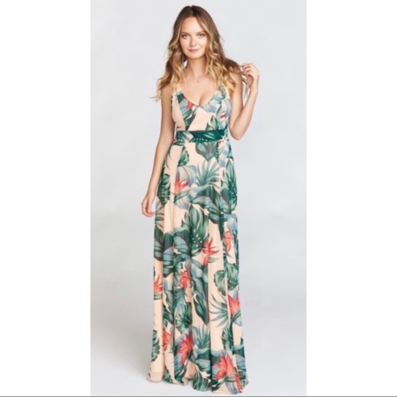 Show Me Your Mumu Jenn Maxi Dress in Kauai Kisses (Tropical Floral/Palm Fronds) - Picture 6 of 8